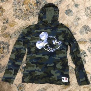 Gap Kids Mickey Mouse Camo hooded long sleeve tee